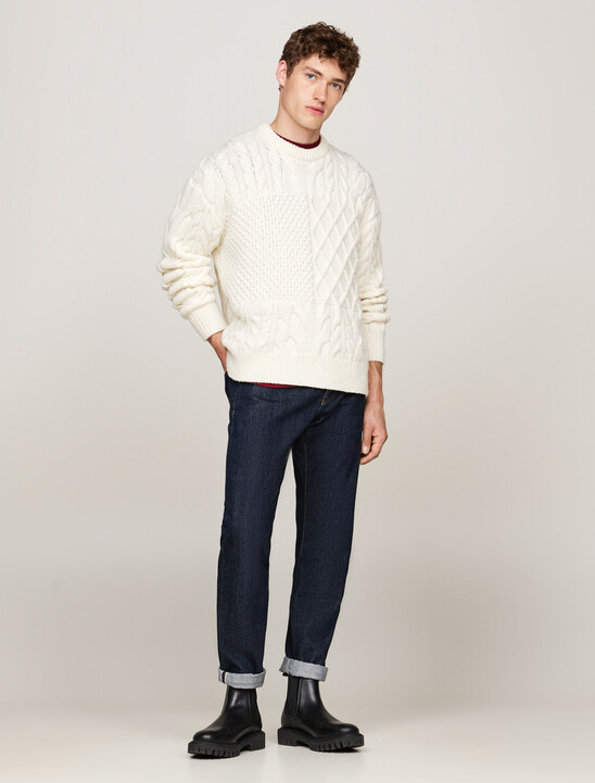 Wool Rich Cable Knit V-Neck Jumper