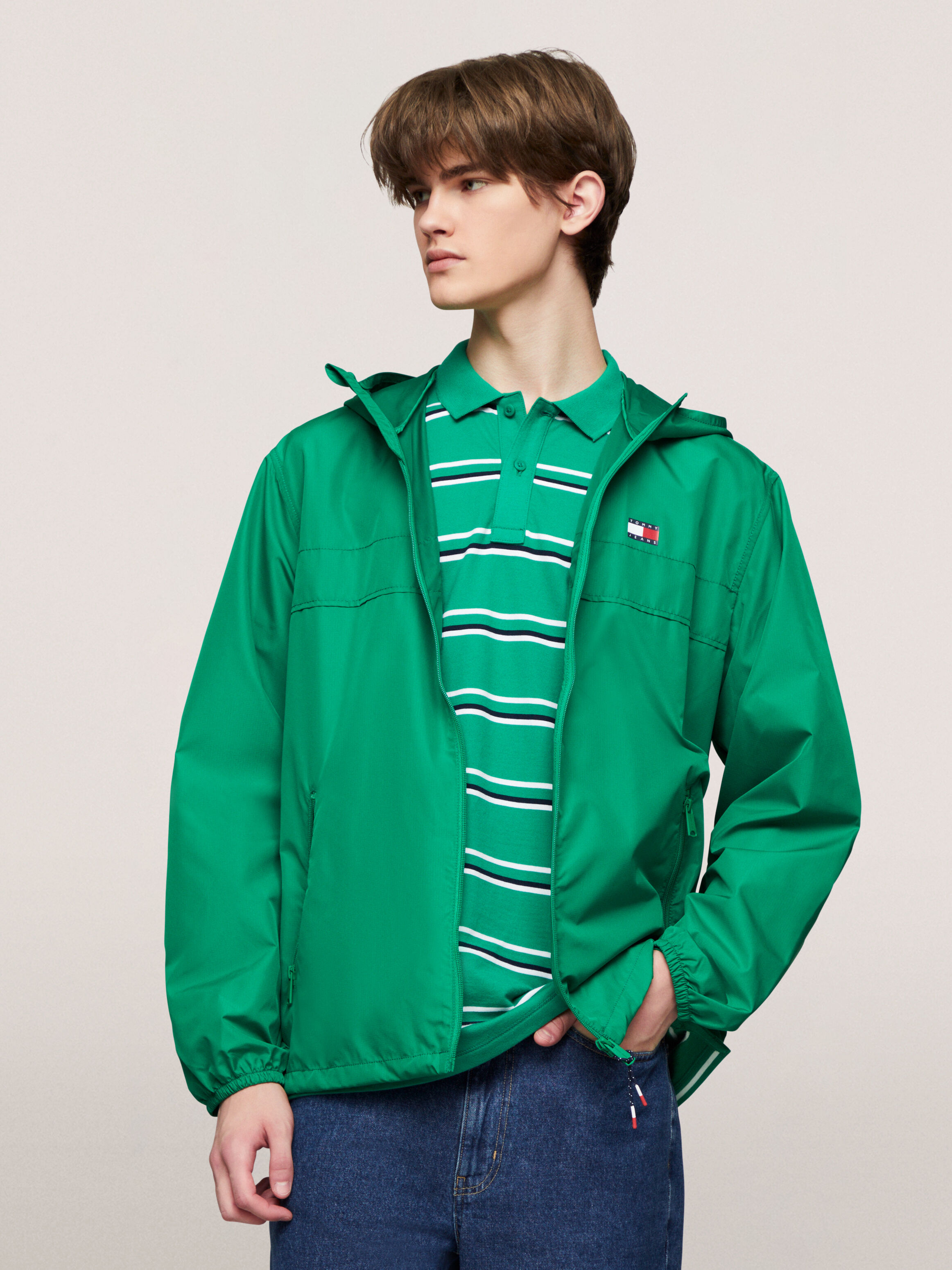 Green tommy hilfiger windbreaker store