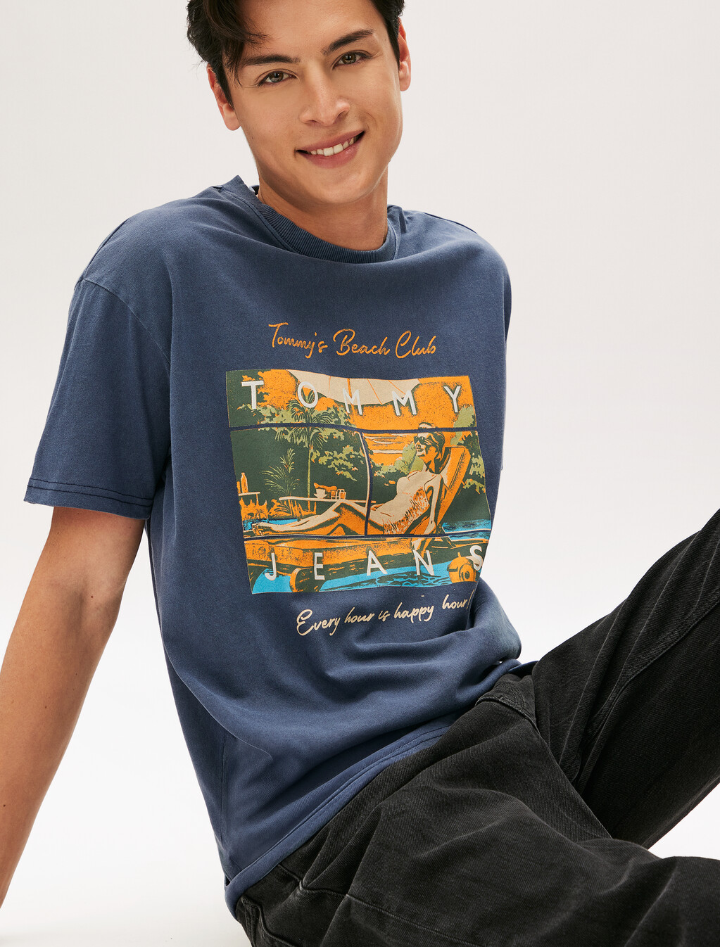 Relaxed Beach Club Graphic T-Shirt, Dark Night Navy, hi-res