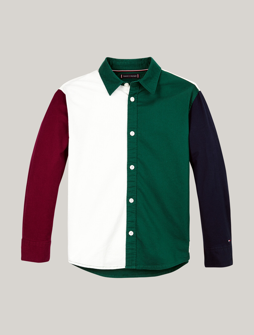 Boys Color Block Shirt, Ornamental Green / Rouge / Blue, hi-res