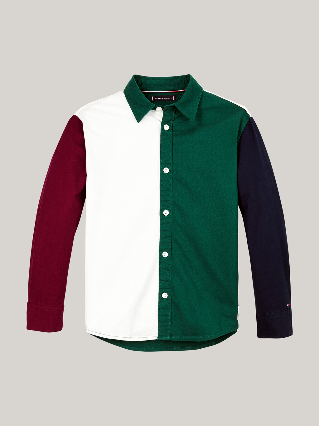 Boys Color Block Shirt, Ornamental Green / Rouge / Blue, hi-res