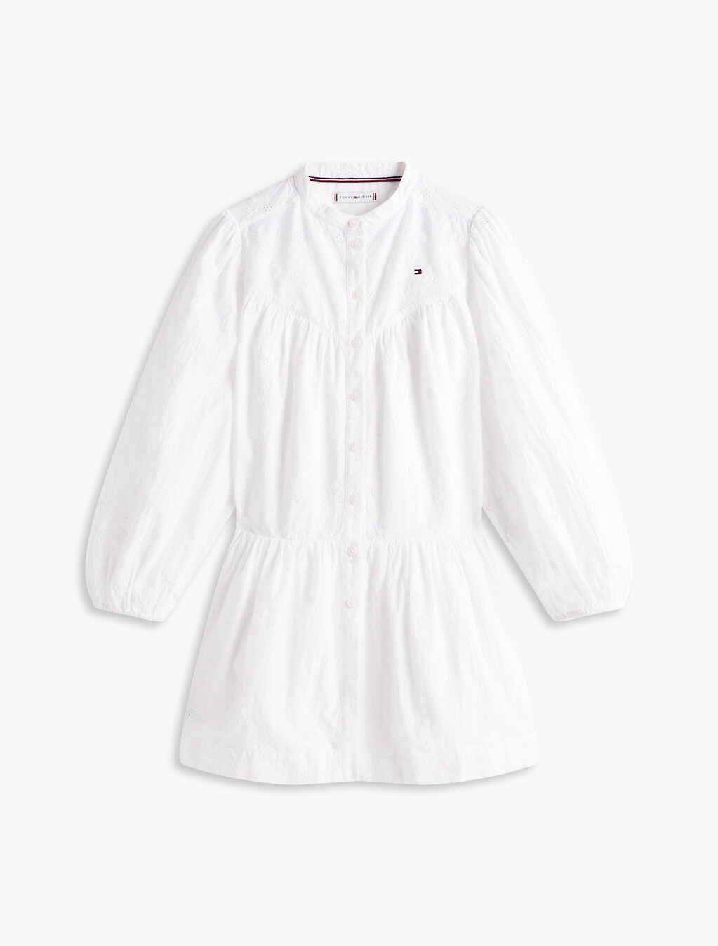 Broderie Anglaise Shirt Dress, White, hi-res