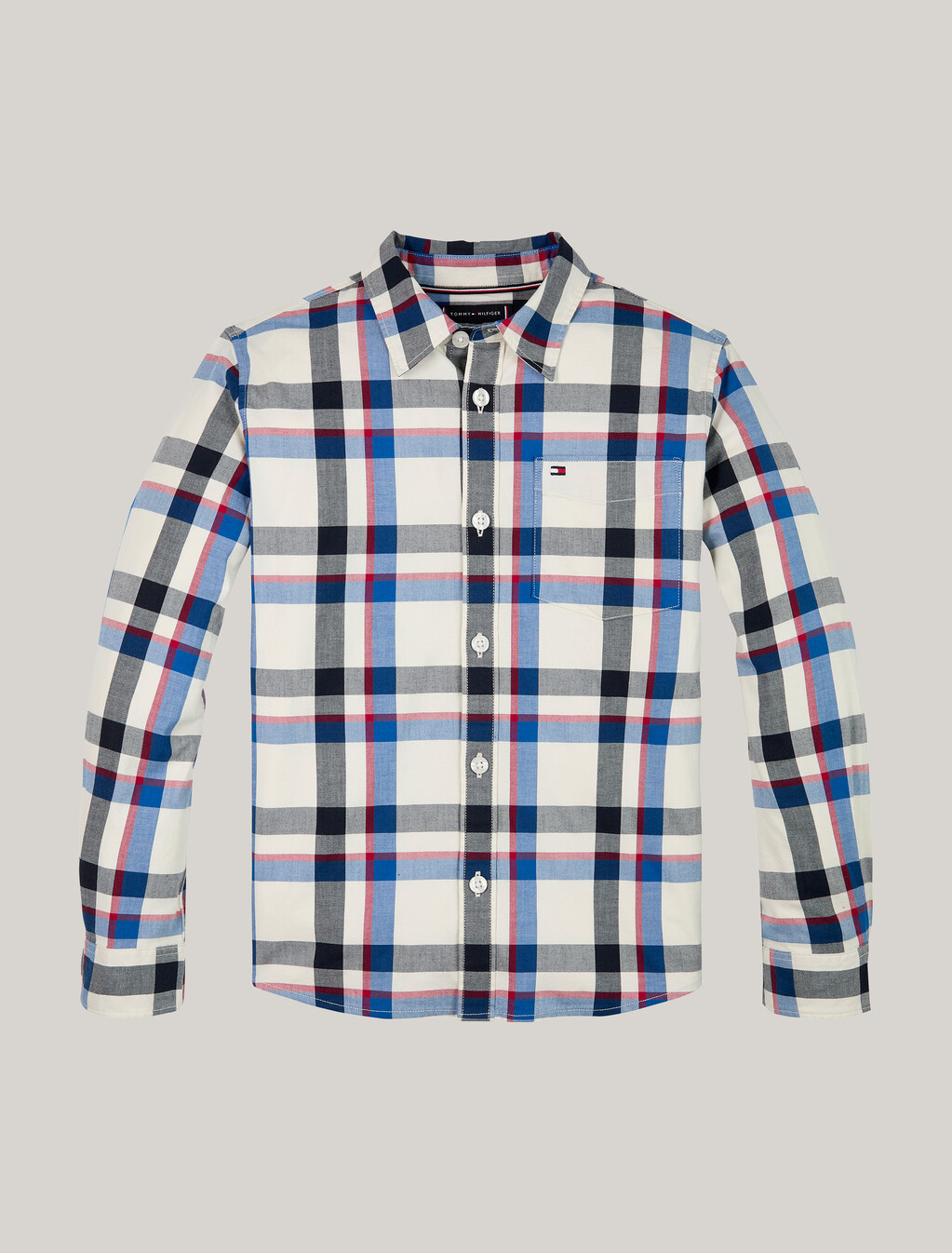 Boys Check Regular Shirt, Vibrant Indigo, hi-res