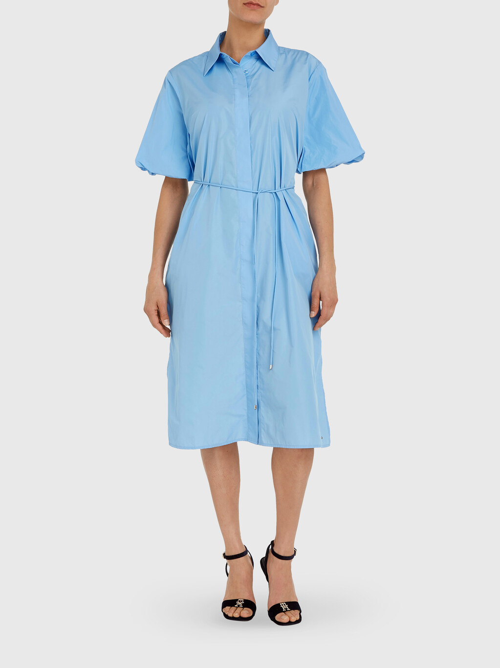 Short Sleeve Midi Shirt Dress, Vessel Blue, hi-res