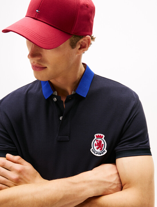 Regular Fit Herringbone Collar Pique Polo Shirt