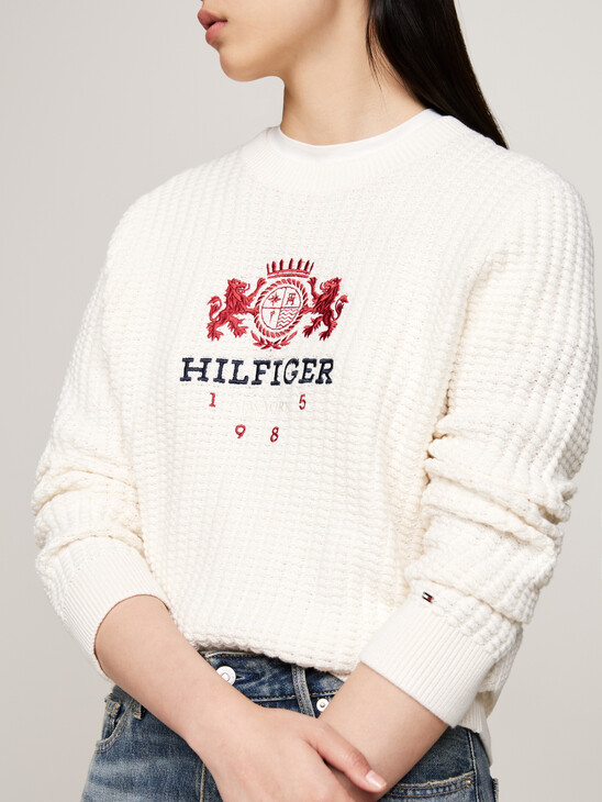 Embroidery Waffle Knit Jumper