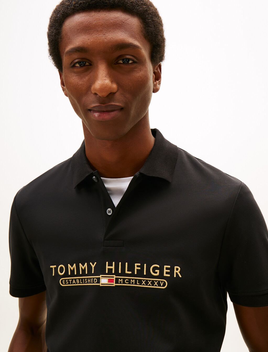 Icon Luxe 標誌刺繡 Polo 衫, Black, hi-res
