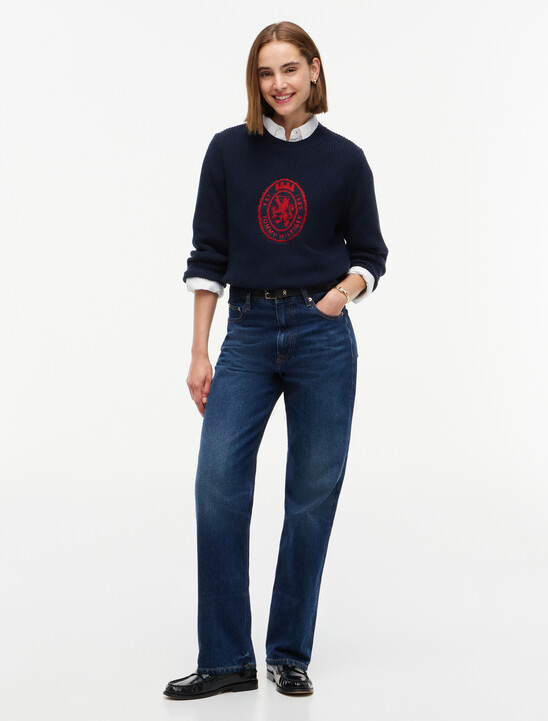 Intarsia Crest Crew Neck Jumper