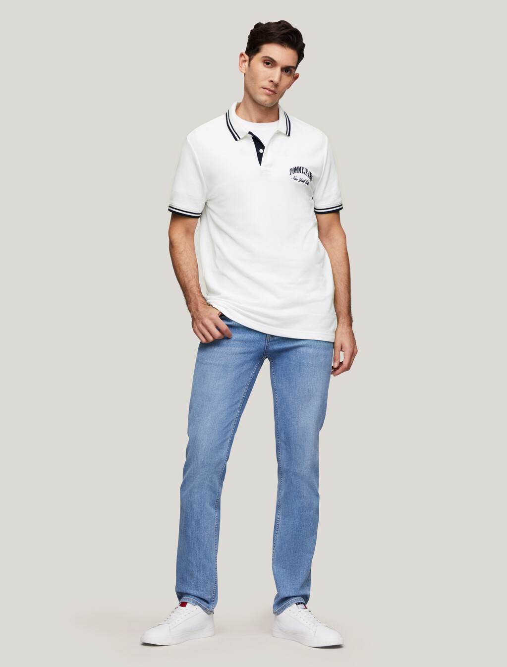 Tipped Regular Polo, White, hi-res