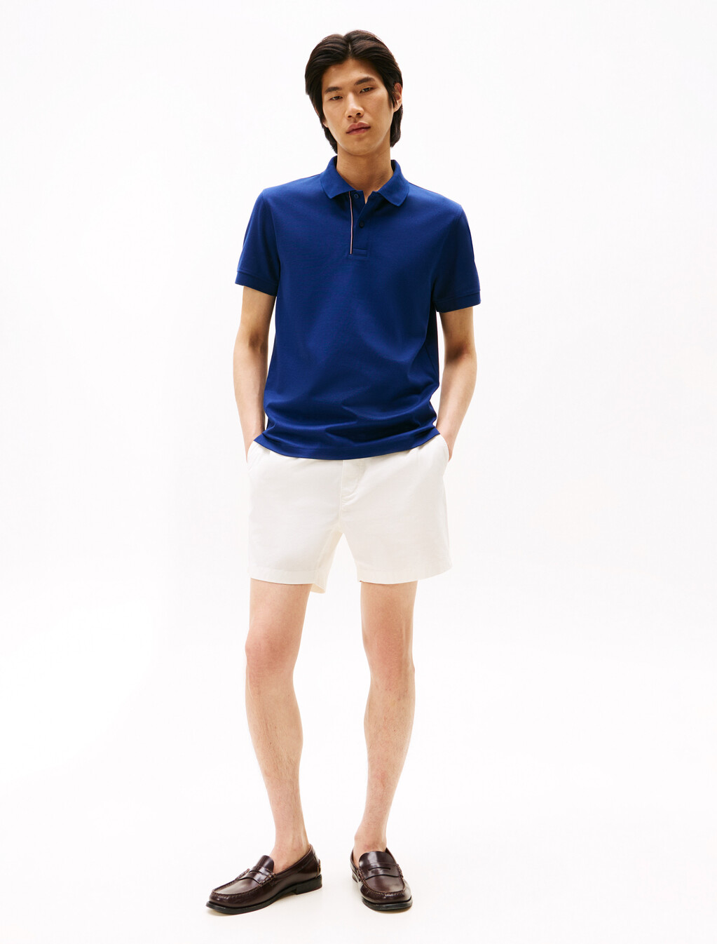 經典條紋提花 Polo 衫, Preppy Navy, hi-res