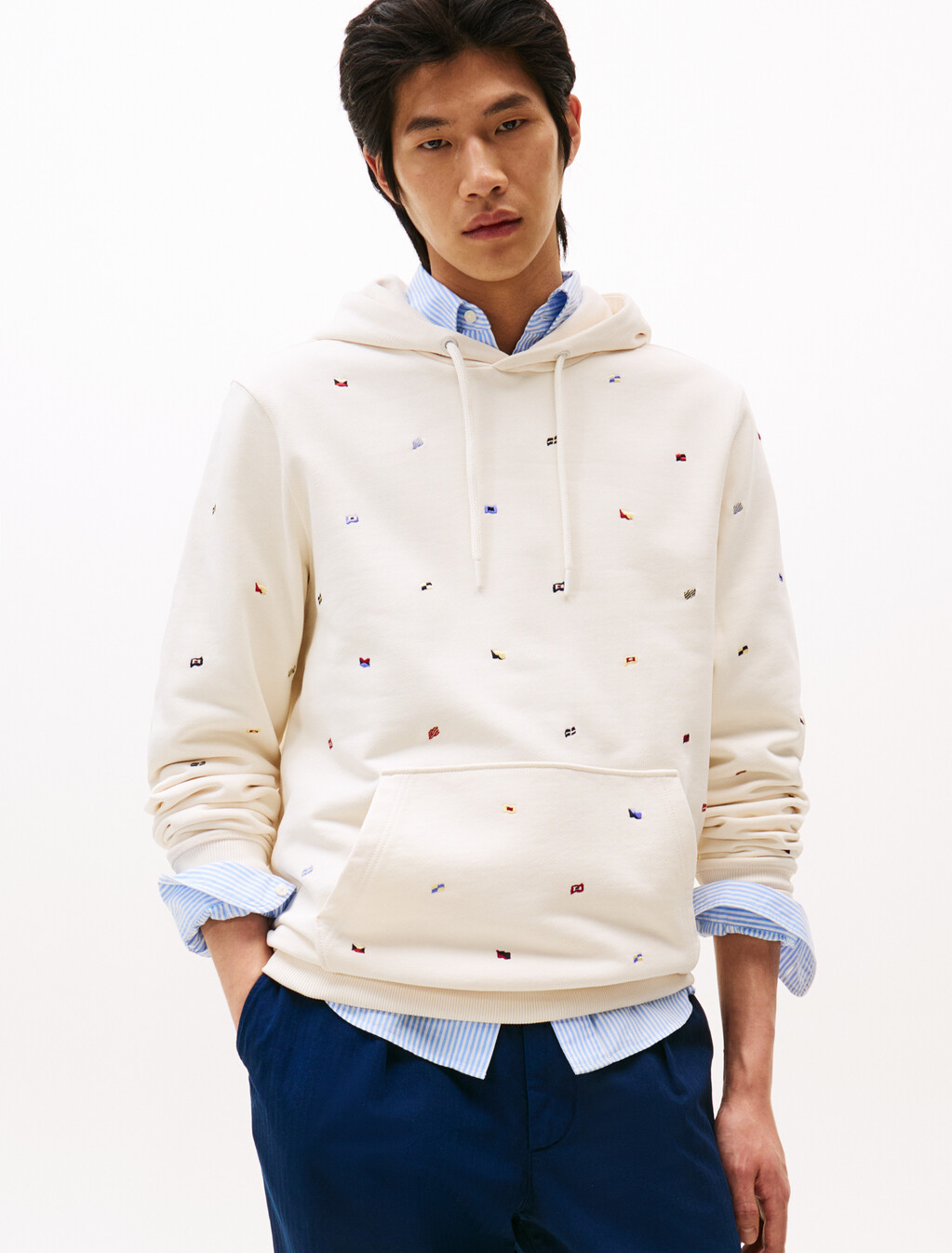 All Over Flags Hoodie, Ivory Petal, hi-res