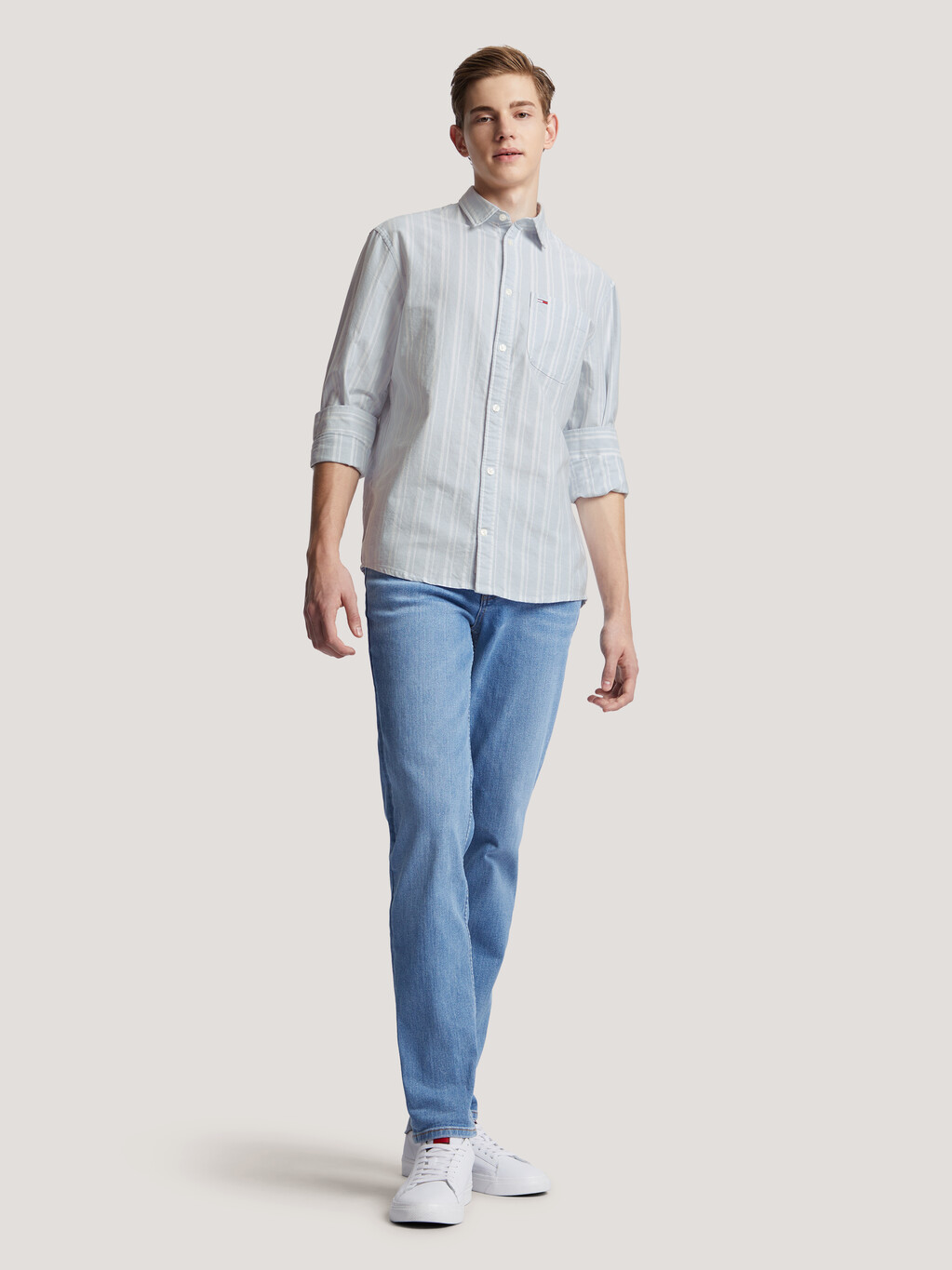 垂直條紋標準版型襯衫, Breezy Blue Stripe, hi-res