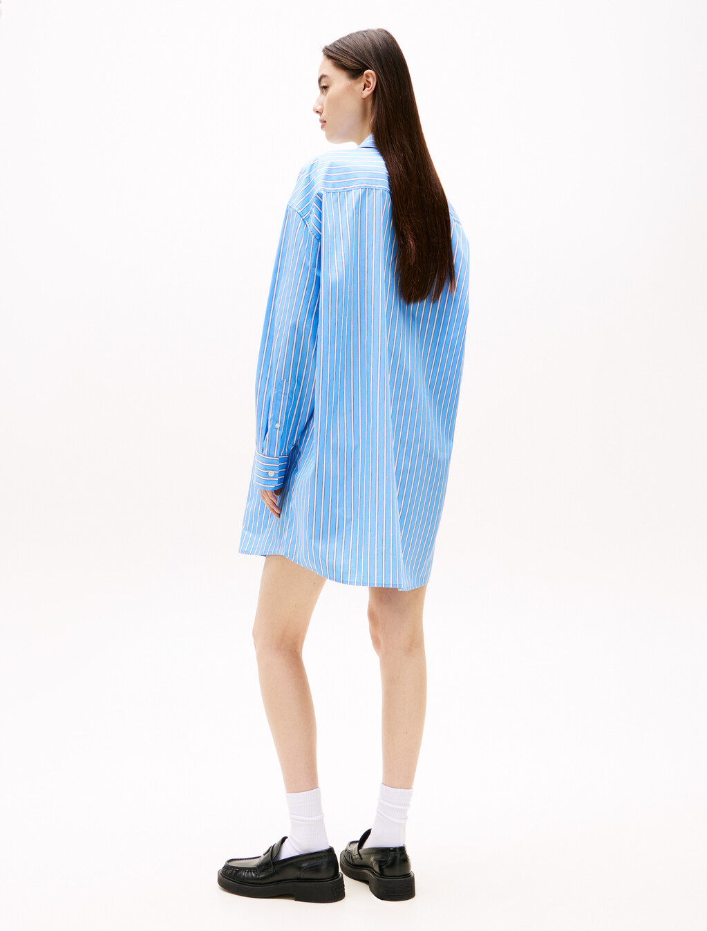 超寬鬆迷你襯衫連身裙, Ecru / Blue Stripe, hi-res