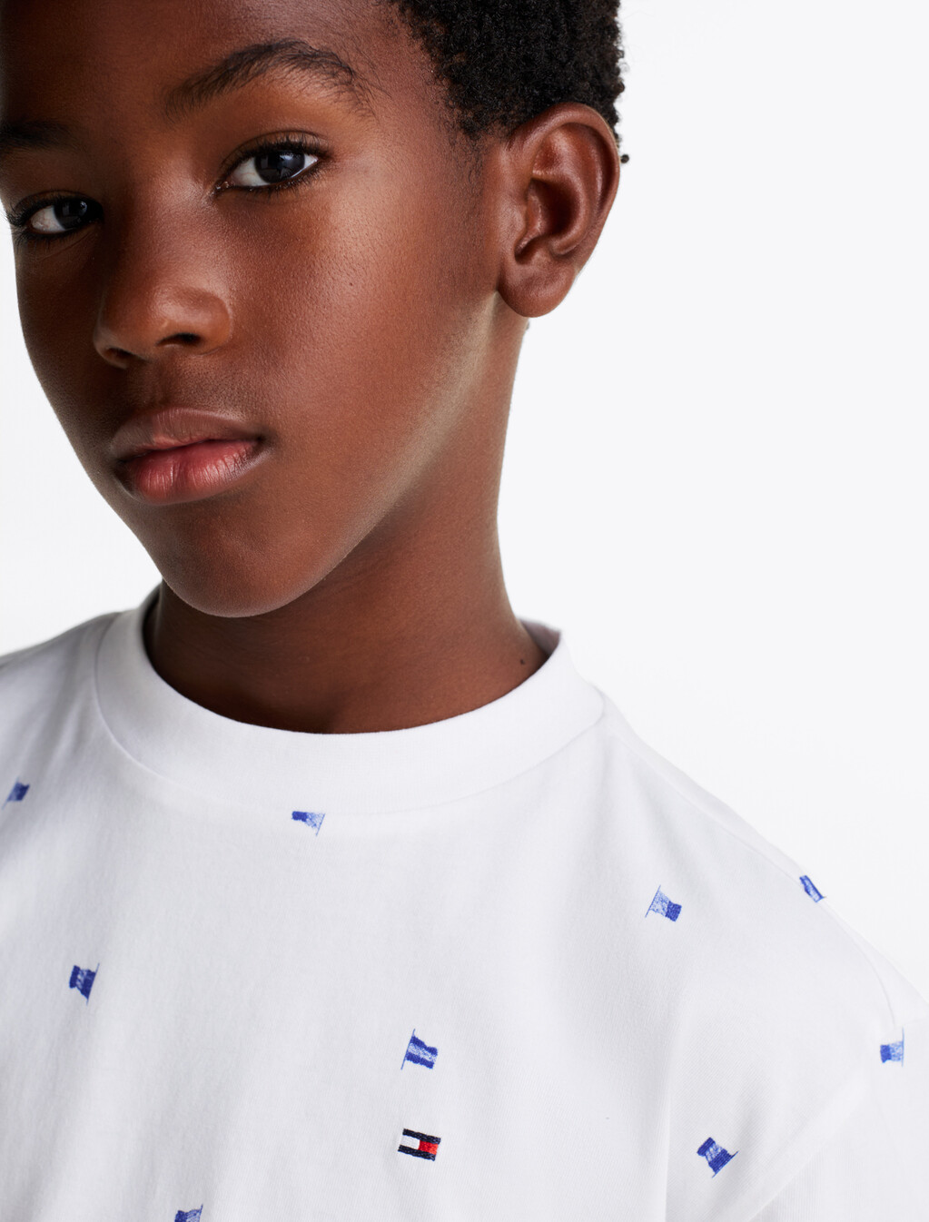 Flag Print T-Shirt, White Allover, hi-res