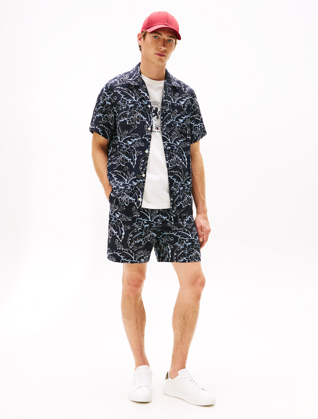 Botanical Print Linen Shirt, Desert Sky / Allover, hi-res