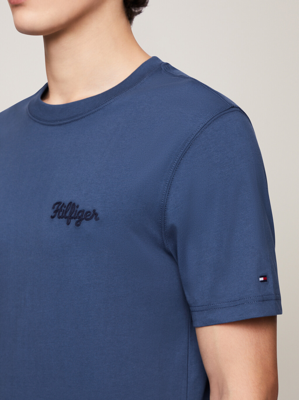 Logo Embroidery T-Shirt, Aegean Sea, hi-res