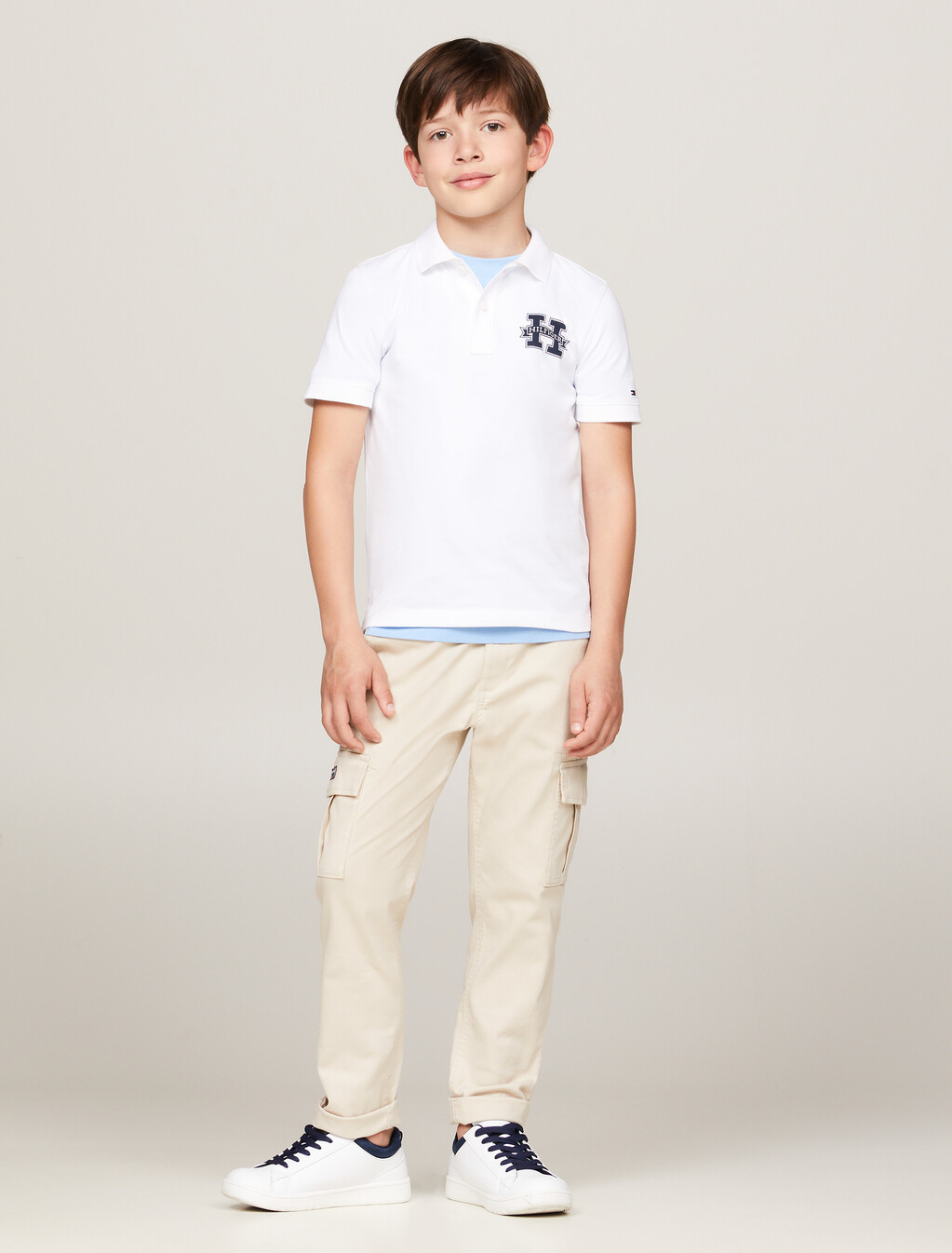 Regular Fit Varsity Letter Polo, White, hi-res