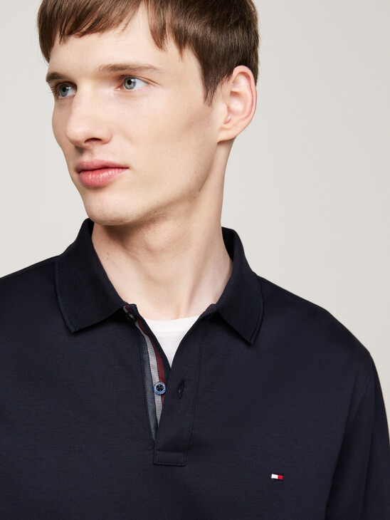 Jacquard Long Sleeve Polo Shirt