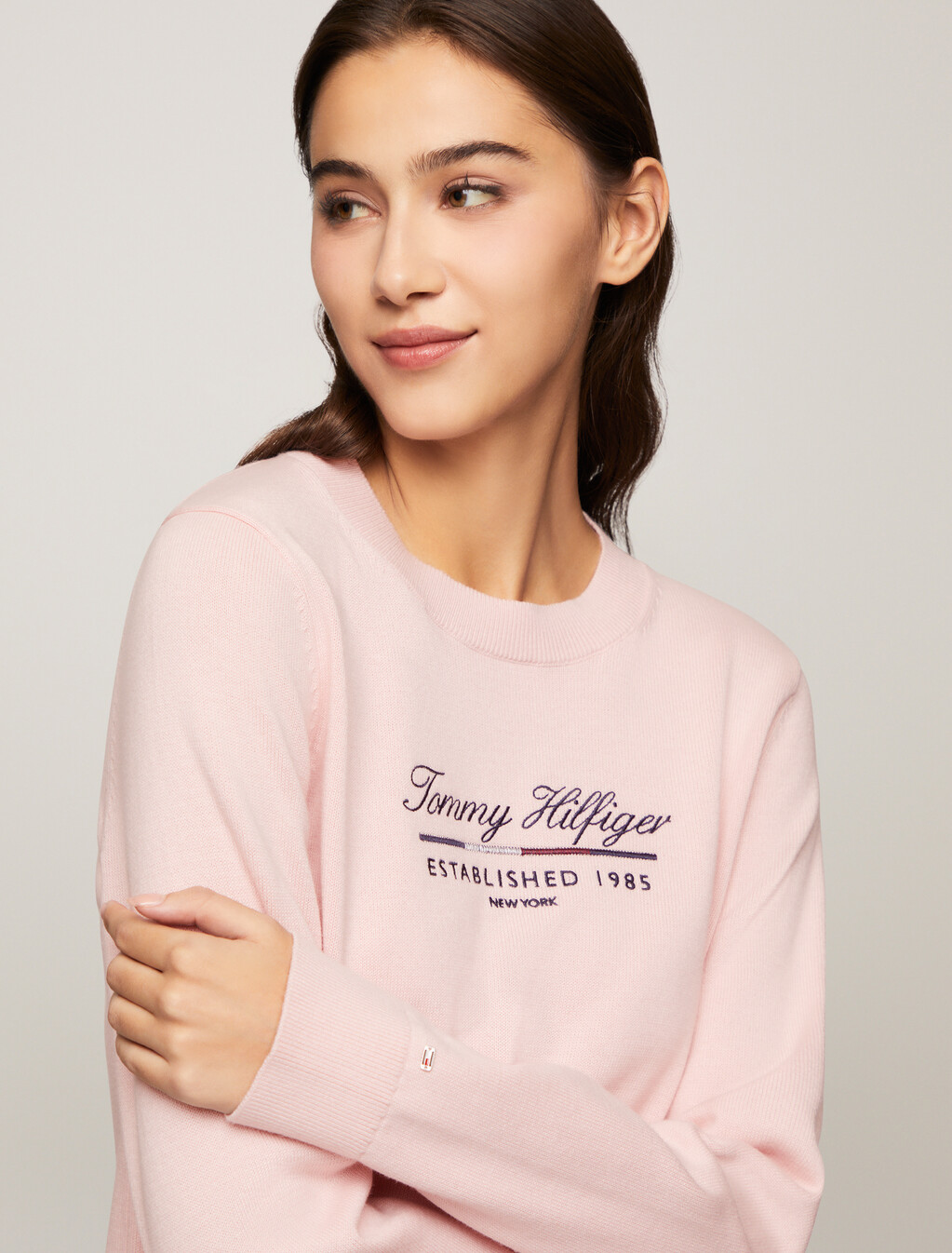 Script Logo Sweater, Delicate Pink, hi-res