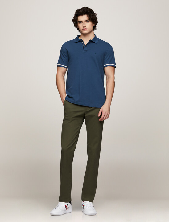 Logo Placket Stripe Cuff Polo