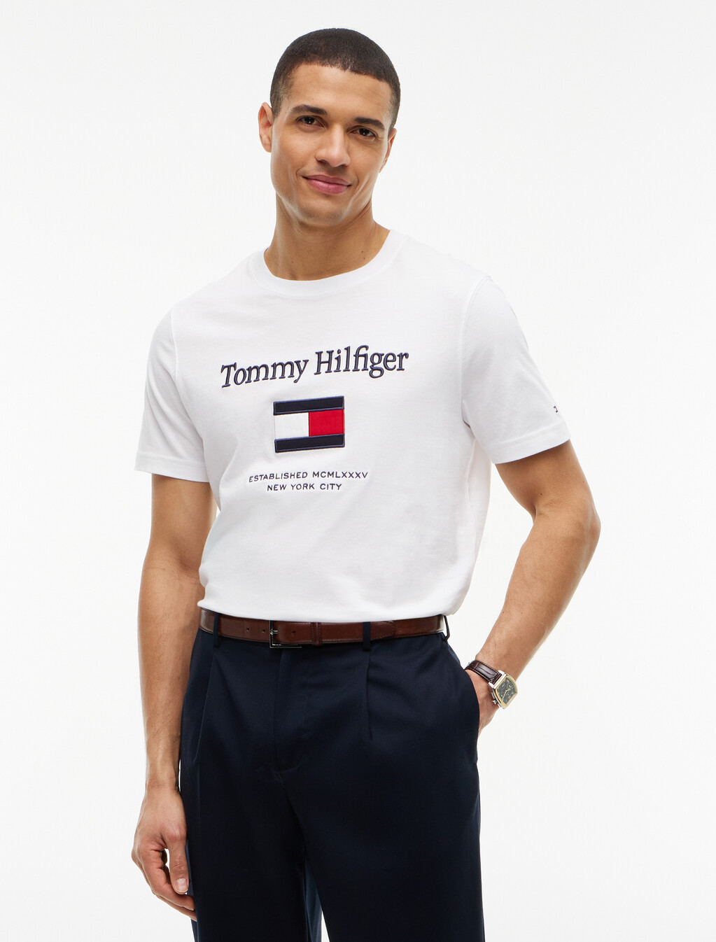 Logo Embroidery Jersey T-Shirt, White, hi-res