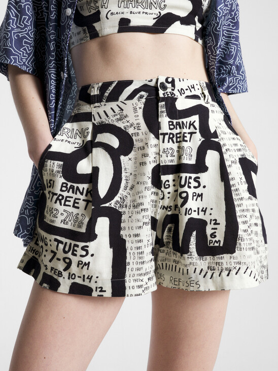 Tommy X Keith Haring 展覽海報印花高腰短褲