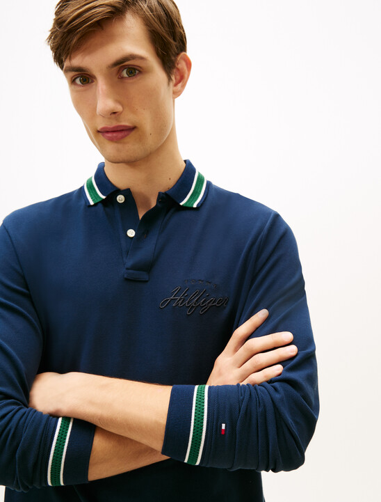 Regular Fit Tipped Long Sleeve Polo Shirt