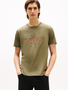 Tropical Floral Print T-Shirt, Battle Green, hi-res