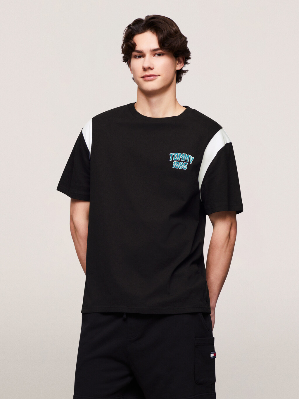 Tommy 1985 Varsity T-Shirt, Black, hi-res