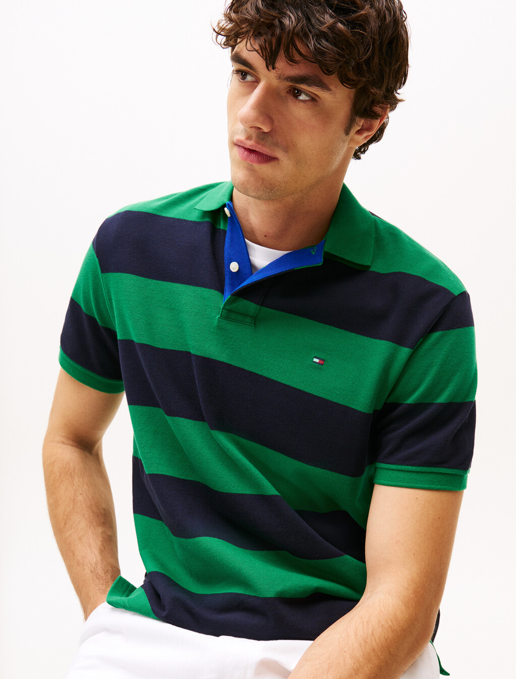 Relaxed Fit Colour-Blocked Polo Shirt, Nouveau Green / Desert Sky, hi-res