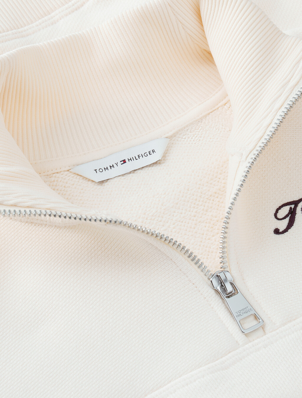 Logo Relaxed Terry Quarter-Zip Sweatshirt, Cream, hi-res