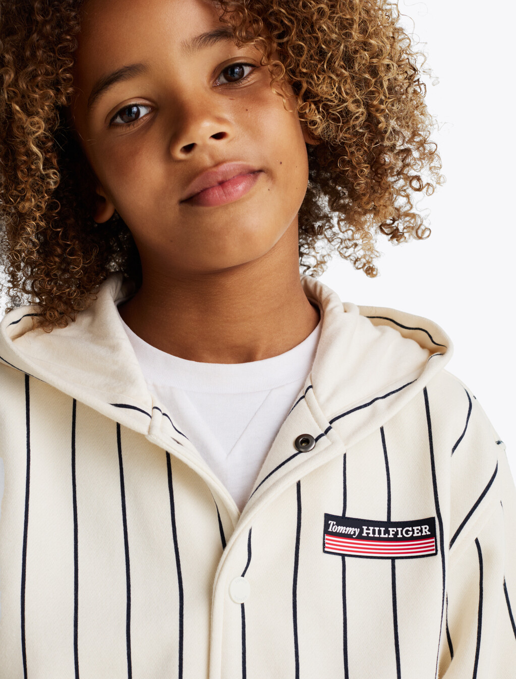 Hilfiger Monotype Stripe Bomber Hoody, White Stripe, hi-res