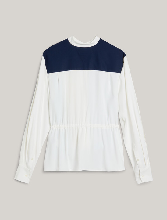 Pleated Colour-Blocked Regular Fit Shirt