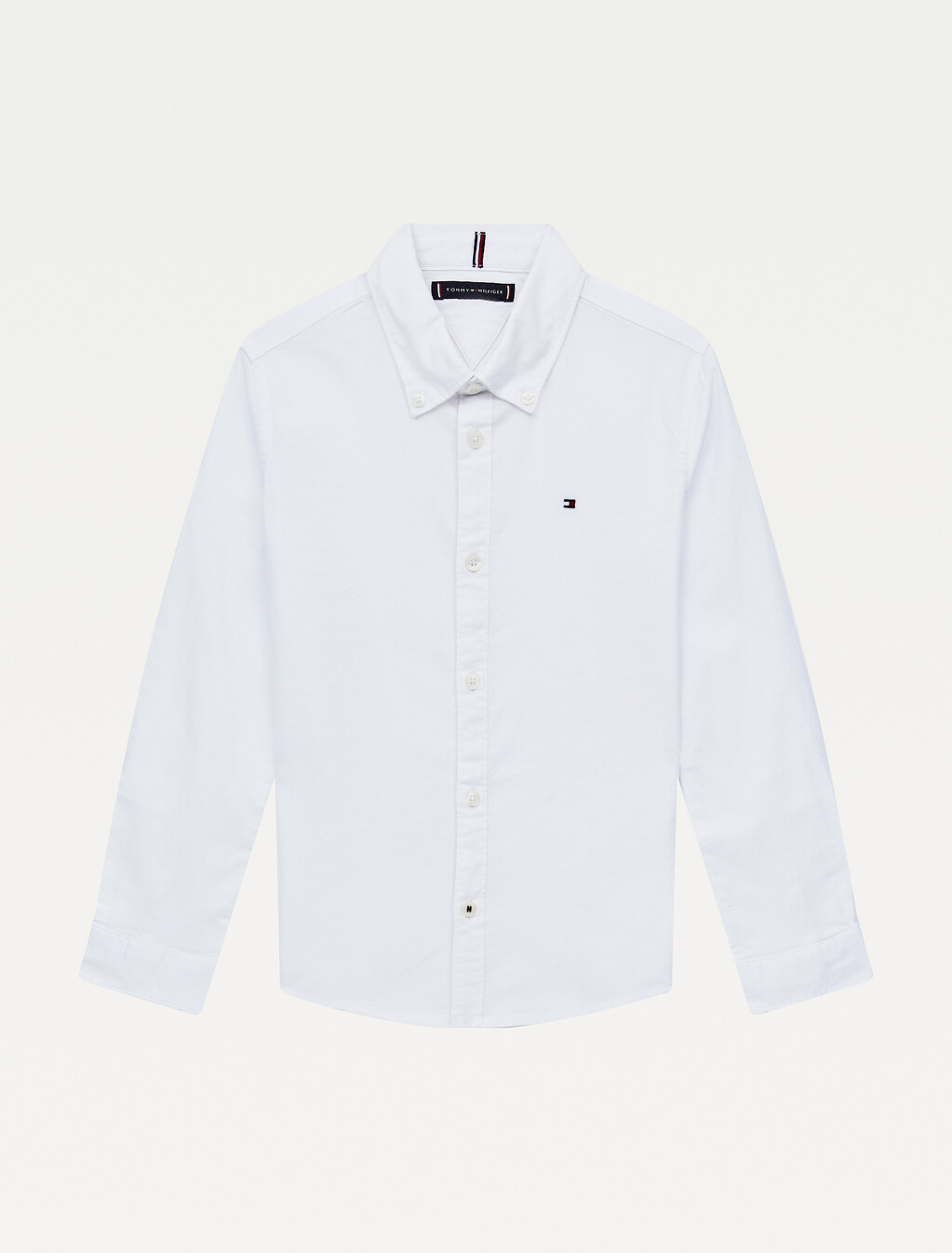 男童裝彈力牛津襯衫, White, hi-res