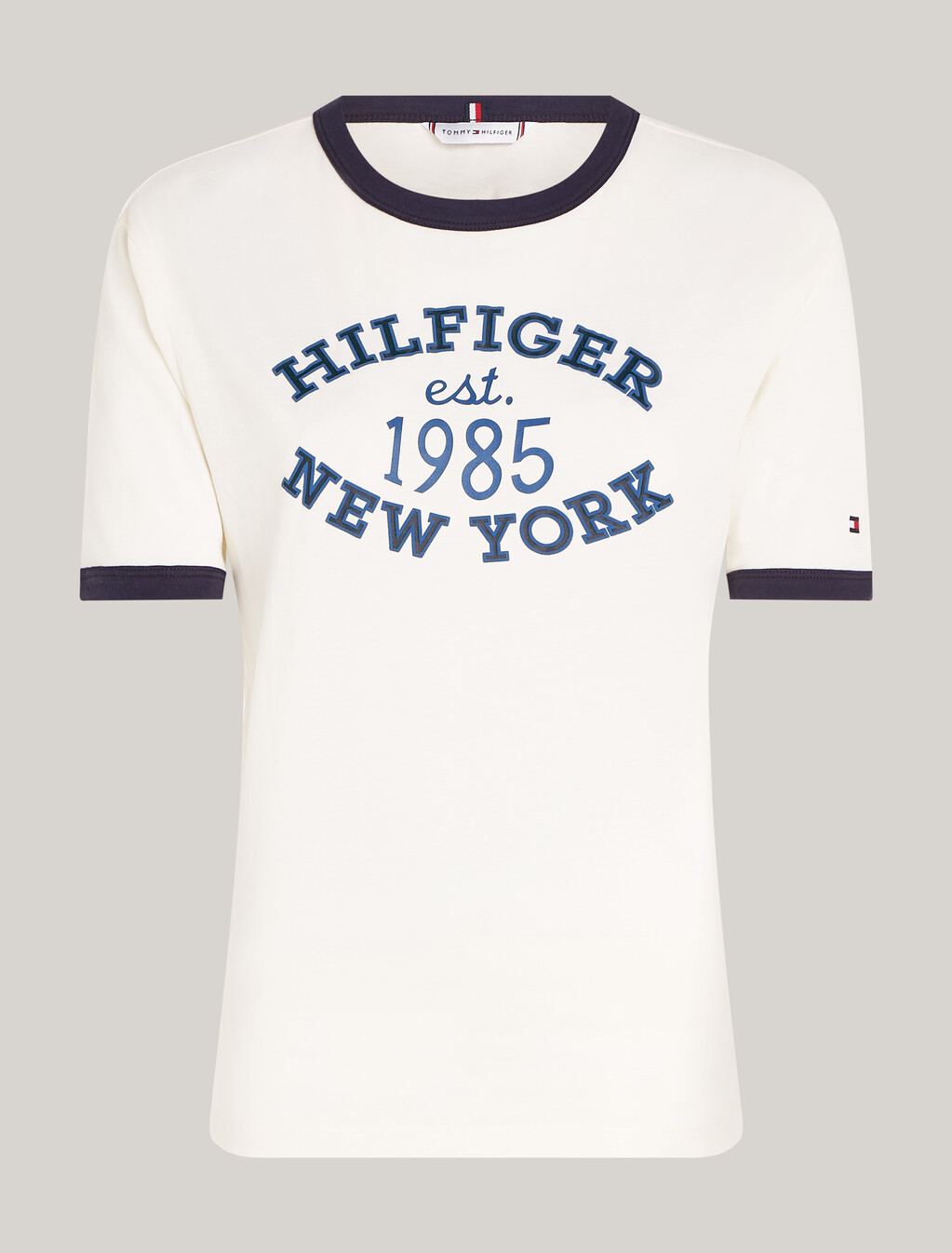 Varsity Logo Contrast Trim T-Shirt, Ancient White, hi-res