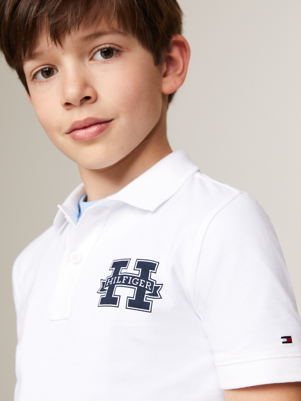 Regular Fit Varsity Letter Polo, White, hi-res