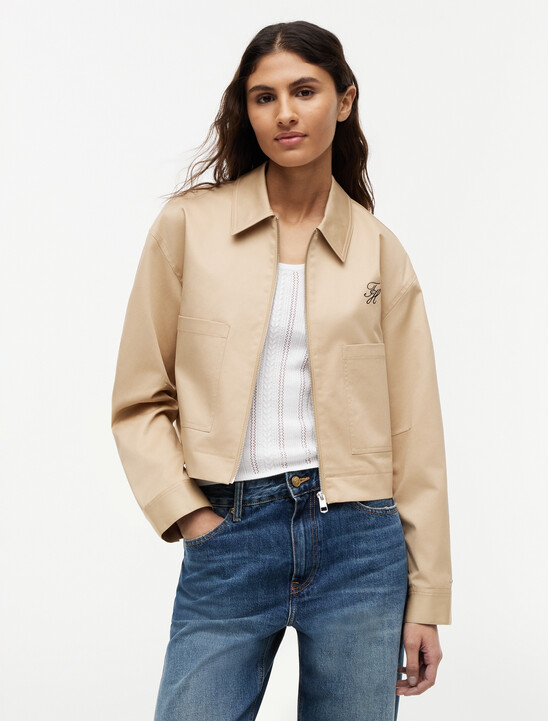 Logo Patch Pocket Twill Short Jacket