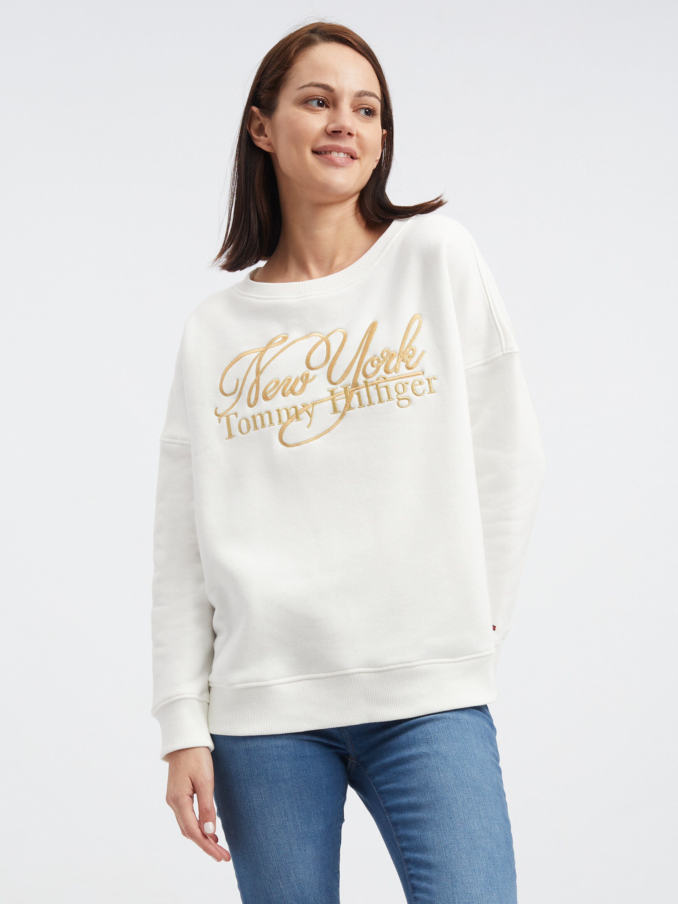 Metallic Embroidery Relaxed Sweatshirt natural Tommy Hilfiger