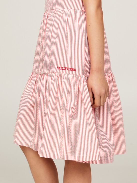 Stripe Seersucker Ruffle Tiered Dress