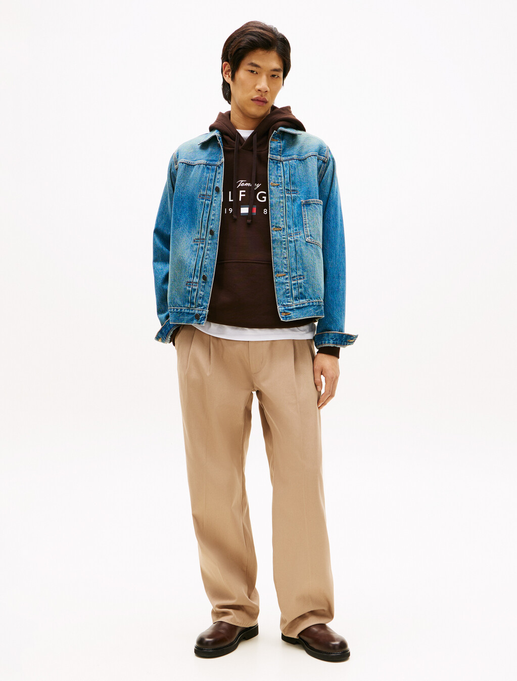 抽繩後背卡車司機牛仔外套, Mario Blue, hi-res