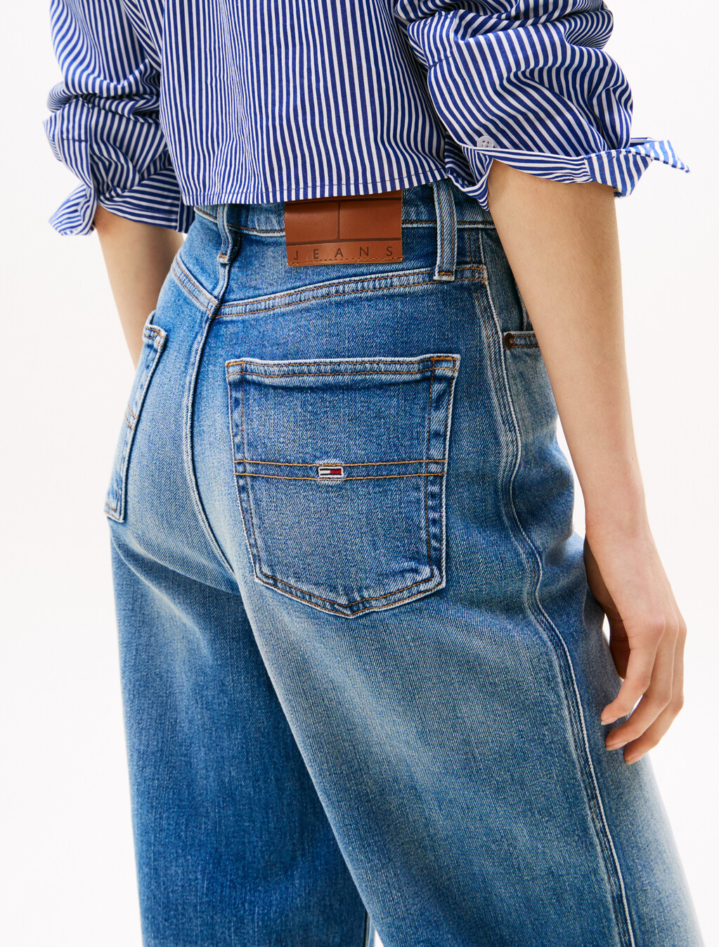 Claire 高腰寬筒牛仔褲, Denim Medium, hi-res