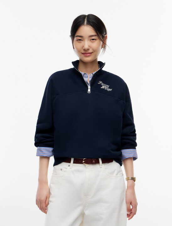 Logo Relaxed Terry Quarter-Zip Sweatshirt