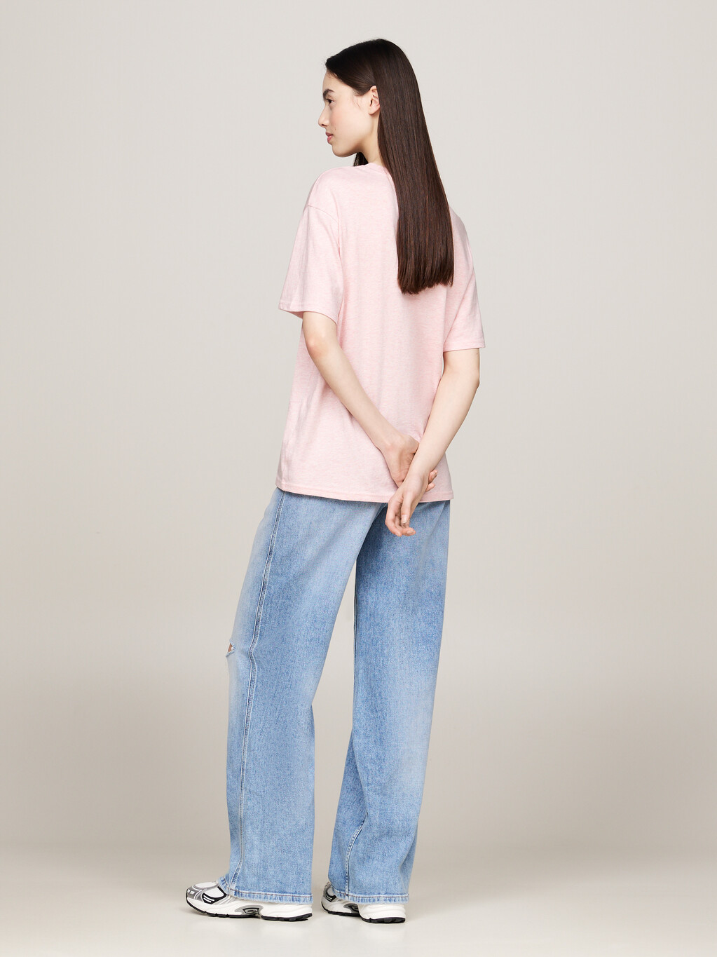 Mélange Crew Neck Relaxed T-Shirt, Ballet Pink Melange, hi-res