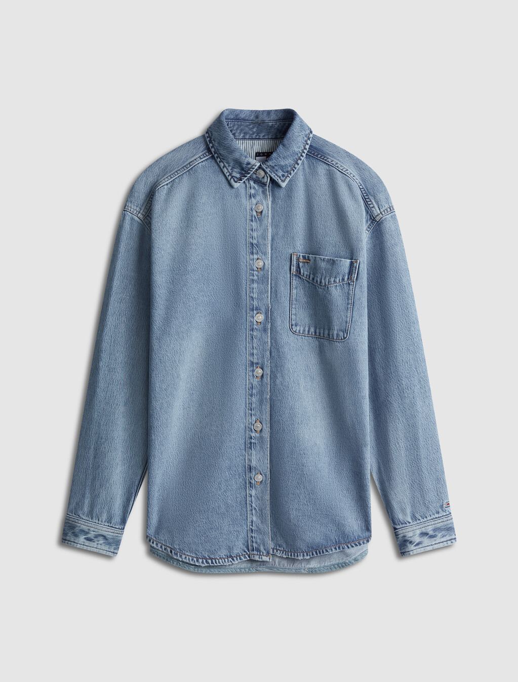 Relaxed Long Sleeve Denim Shirt, Denim Light, hi-res