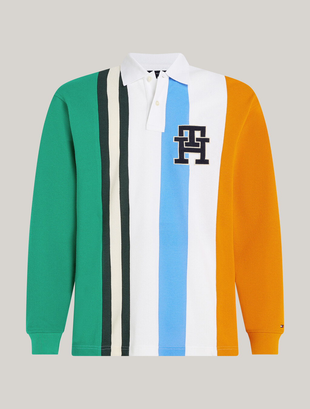 Mixed Stripe Regular Rugby Polo, White/ Multi, hi-res