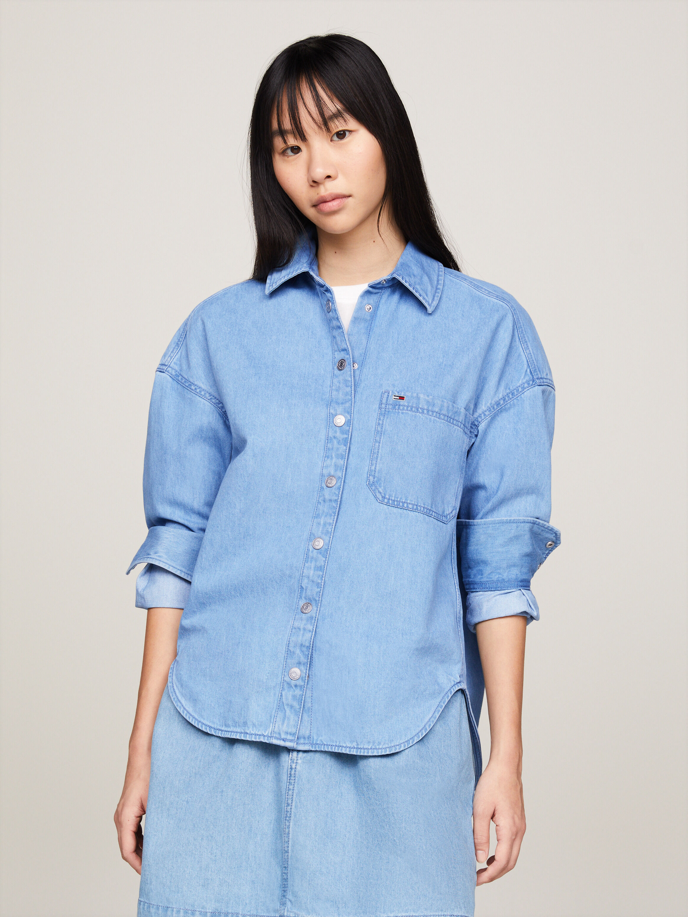 Tommy hilfiger denim shirt womens on sale