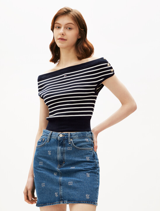 Off-The-Shoulder Cap Sleeve Jumper