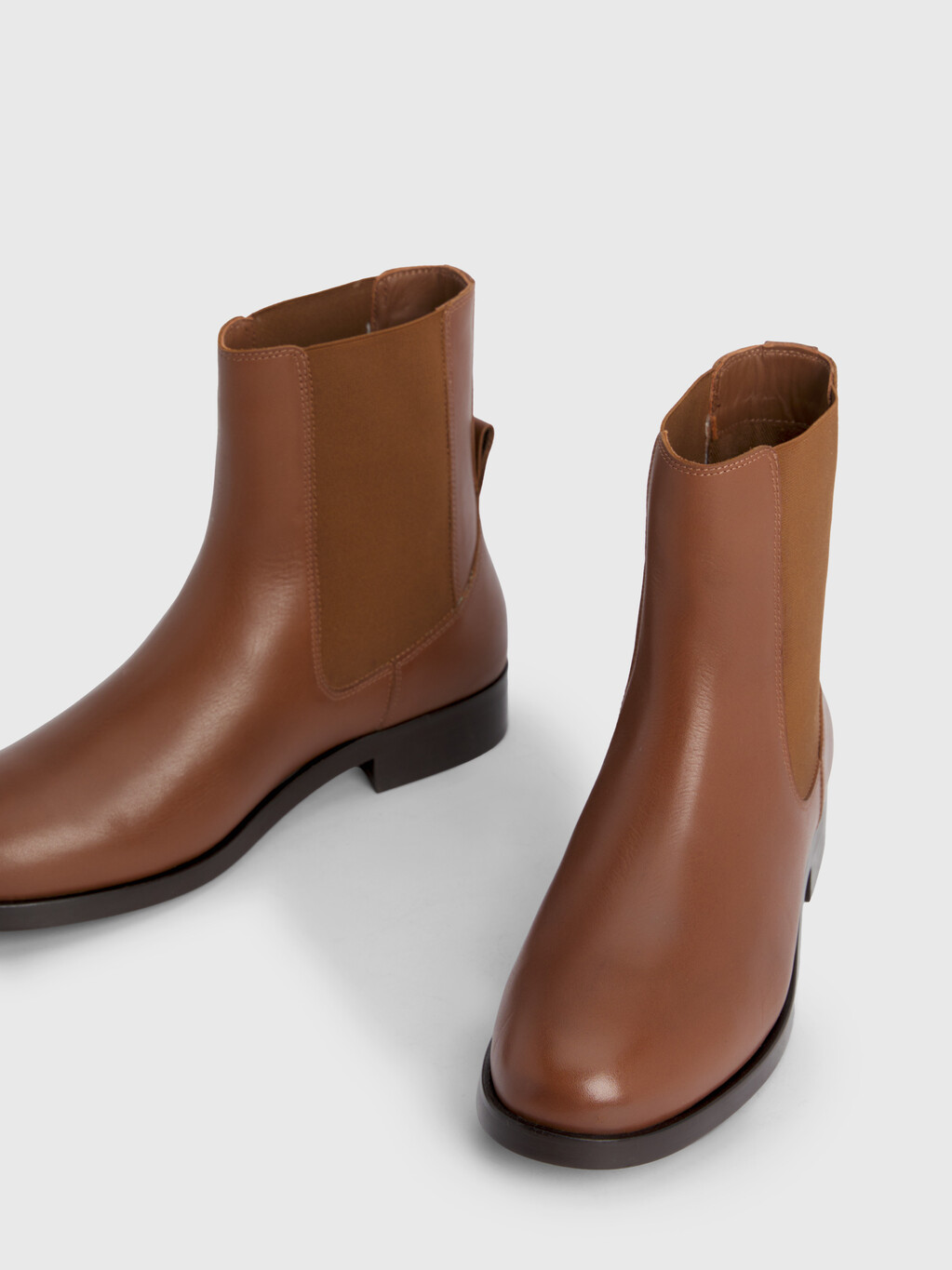 Elevated Essential Leather Ankle Boots, Natural Cognac, hi-res