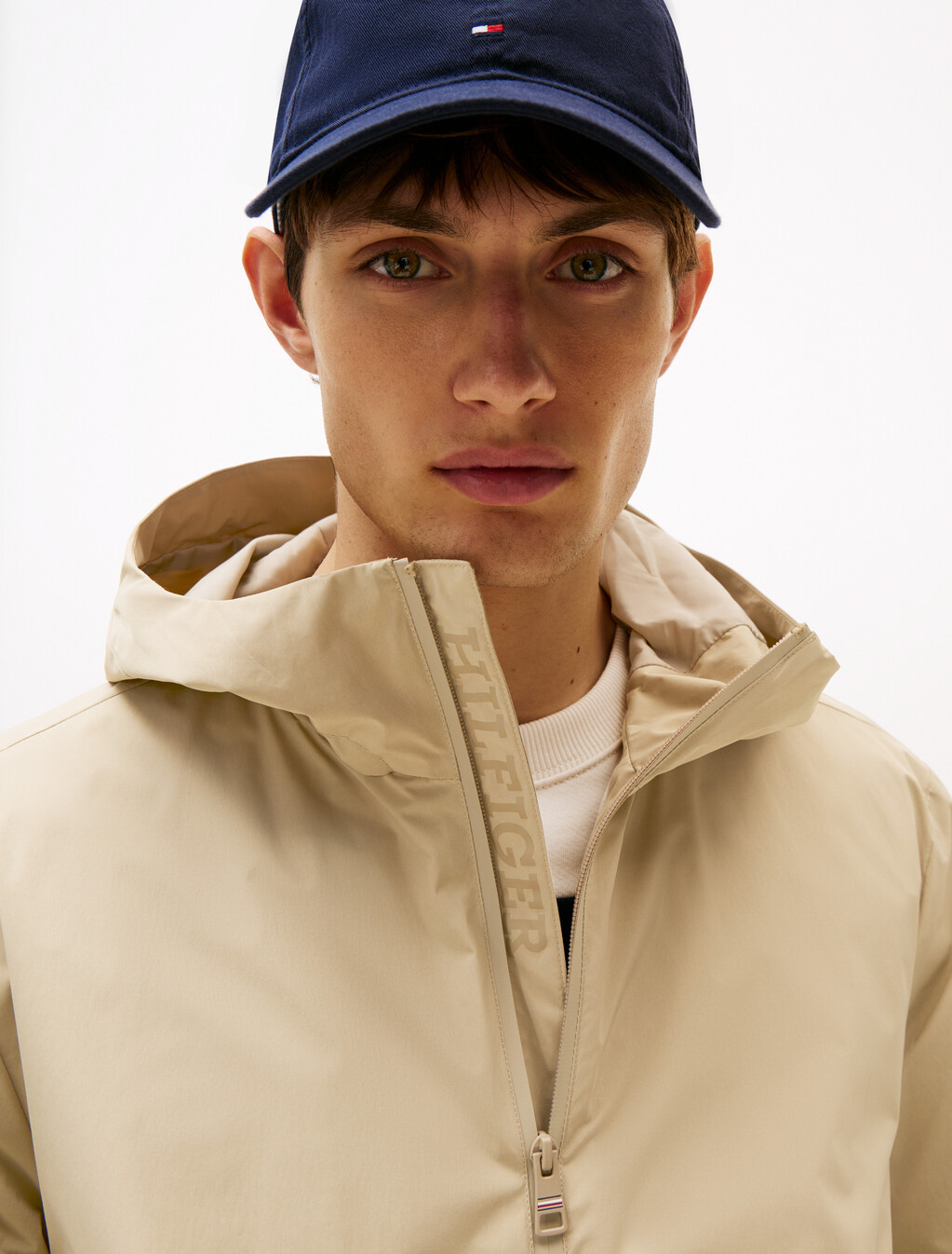 Hooded Nylon Jacket, Sandalwood, hi-res