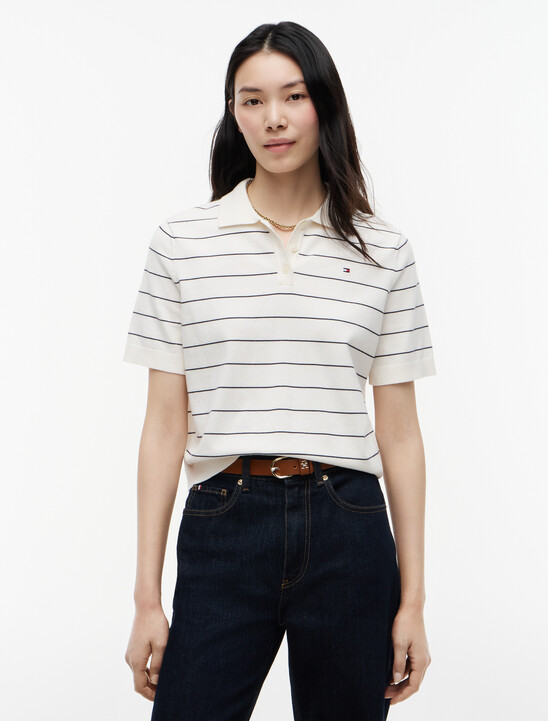 旗幟刺繡方版針織 Polo 衫